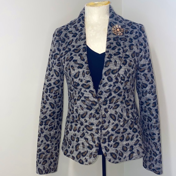 Ann Taylor LOFT Animal Cheetah Print One Button Blazer Jacket-Lined-Size Small - Picture 1 of 11